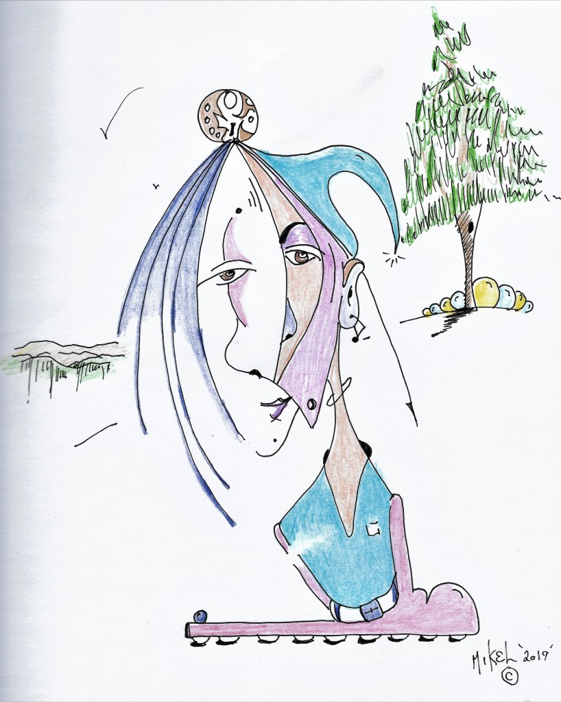 An abstract drawing of person within a person. As if to see the real person that lives within.