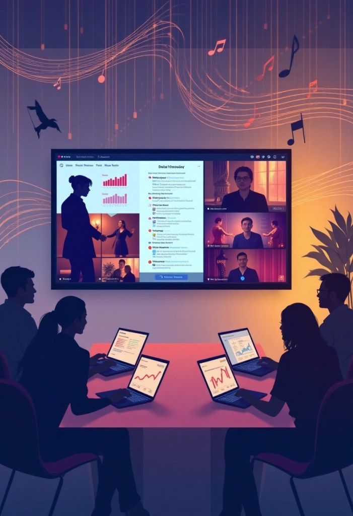 An online meeting with four attendants.