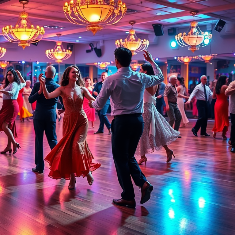 AI generated photo of ballroom studio social dance party.
