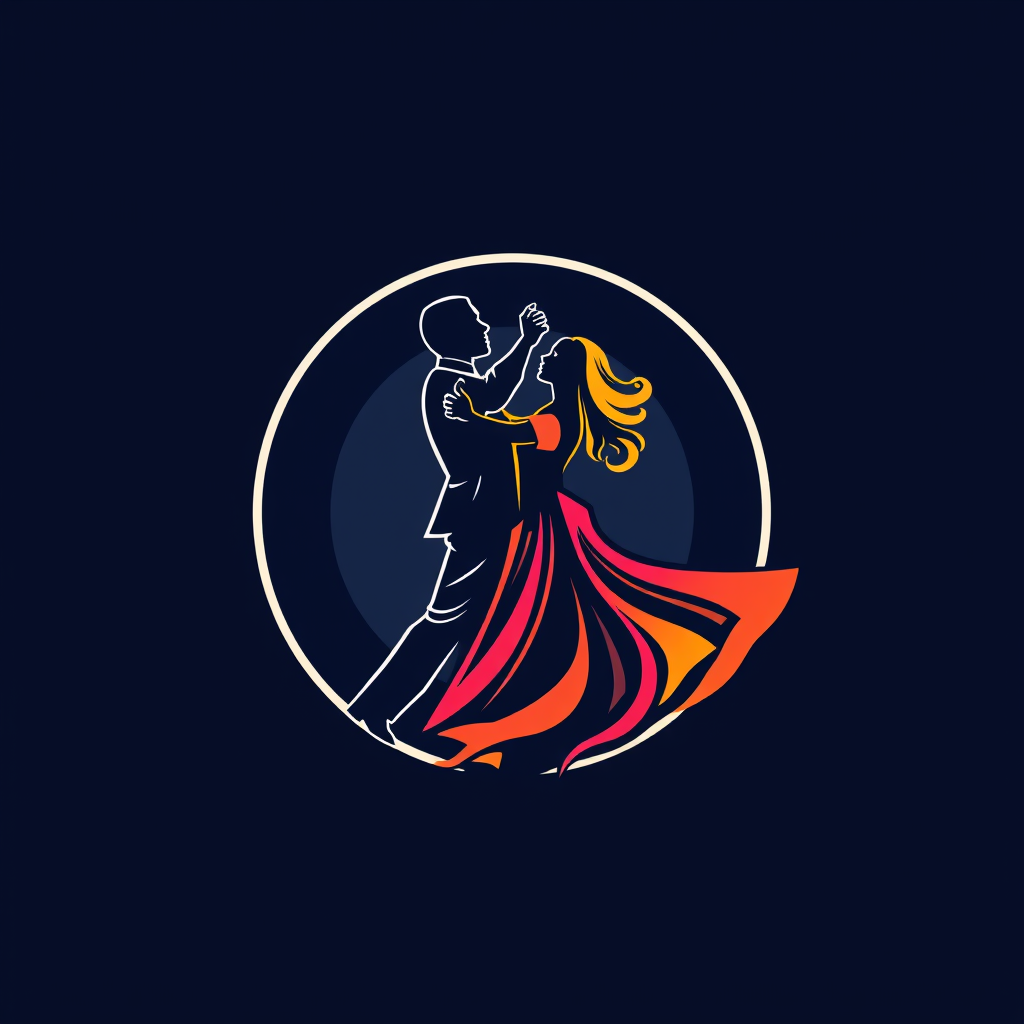 A graphic image of a couple dancing ballroom - this is the Amazing Dance Solutions Logo.